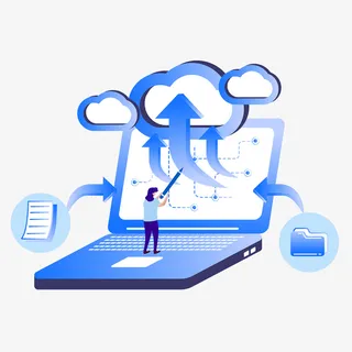 扁平电脑云计算免抠