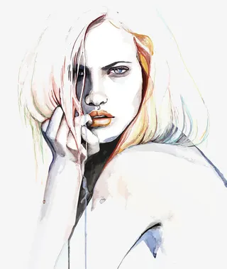 矢量手绘水彩女人免抠