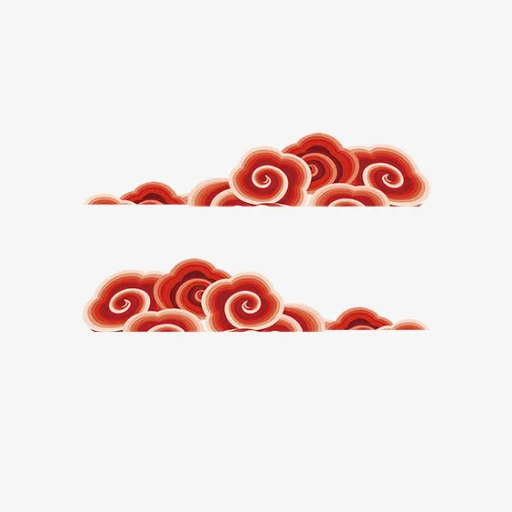 红色纹理祥云元素免抠