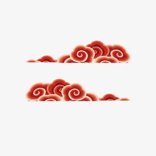 红色纹理祥云元素免抠