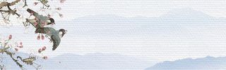 水墨风格山水树枝banner高清