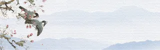 水墨风格山水树枝banner高清