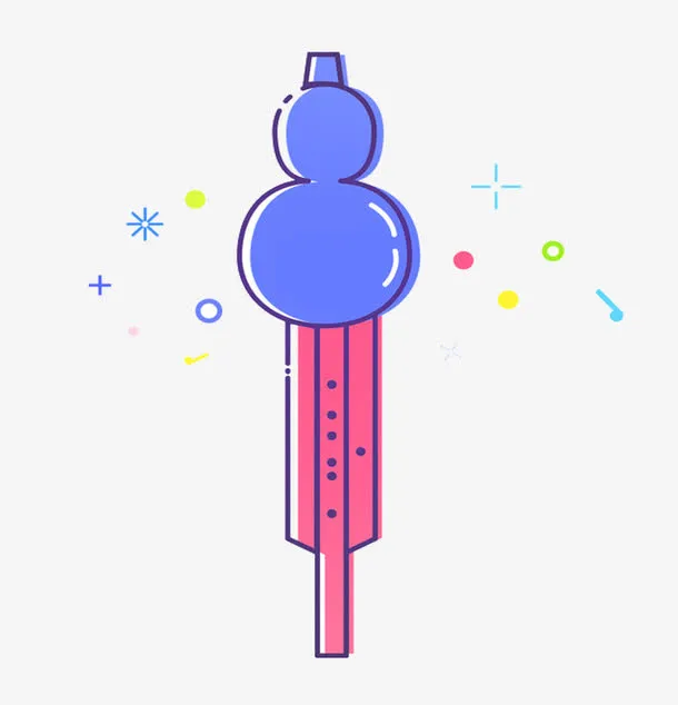 手绘葫芦丝素材免抠