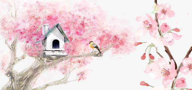 水彩风格树免抠