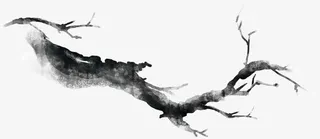 黑色水墨树枝淡雅免抠
