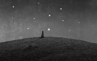 黑白风格扁平彩绘风格看星星免抠