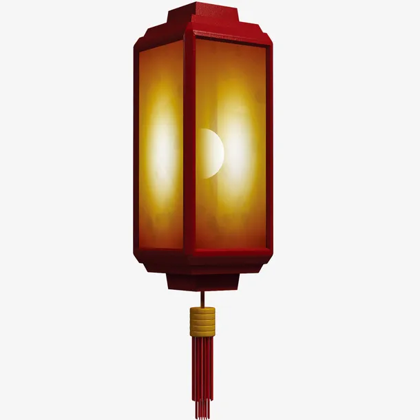 中式方形灯笼免抠