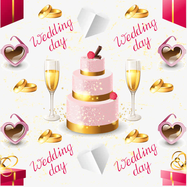 红酒蛋糕结婚元素免抠