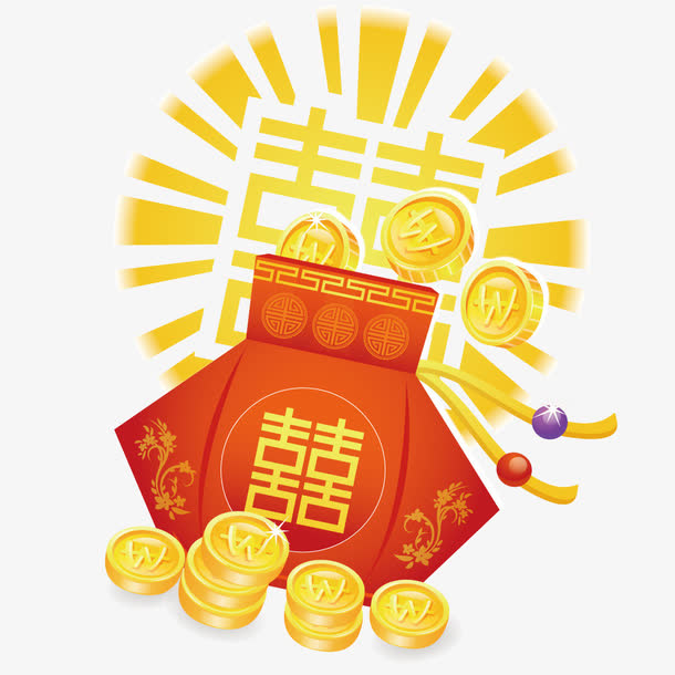 福袋里的金币免抠