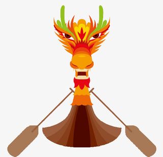 彩色扁平化划龙舟元素免抠