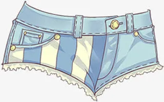手绘牛仔短裤免抠