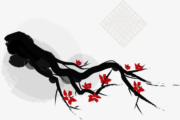 水墨梅花封面页.免抠