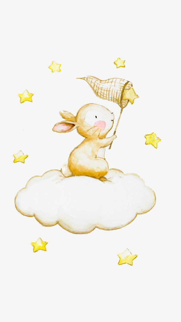 捕捉星星的兔子免抠