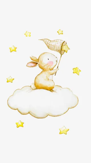 捕捉星星的兔子免抠