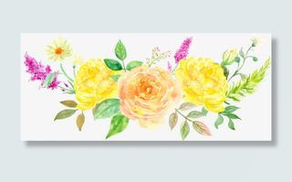 黄色花手绘花卉图案牡丹花开免抠