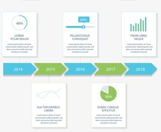 蓝绿色箭头时间轴免抠标签元素