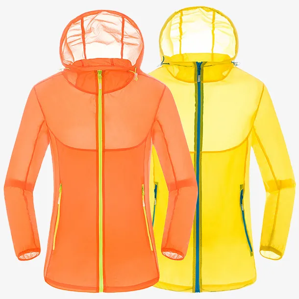 金黄色和橘黄色防晒衫免抠