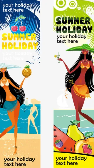 夏日比基尼女郎书签矢量图免抠