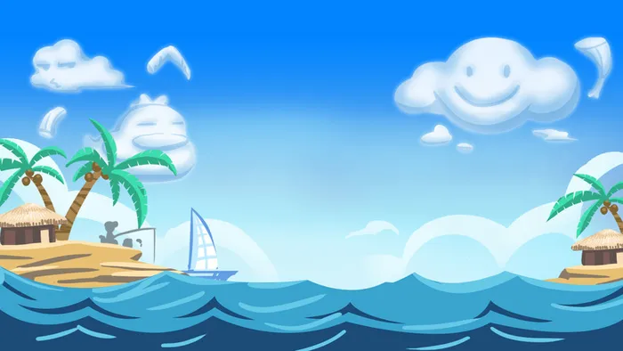 夏日海边度假插画背景高清