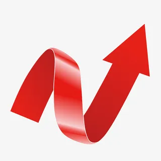 卡通时尚红色弯曲箭头装饰PPT免抠