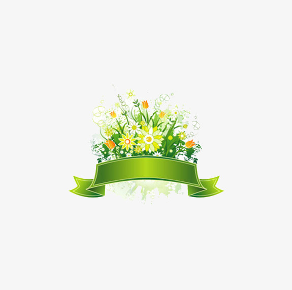 绿色花朵的标题免抠