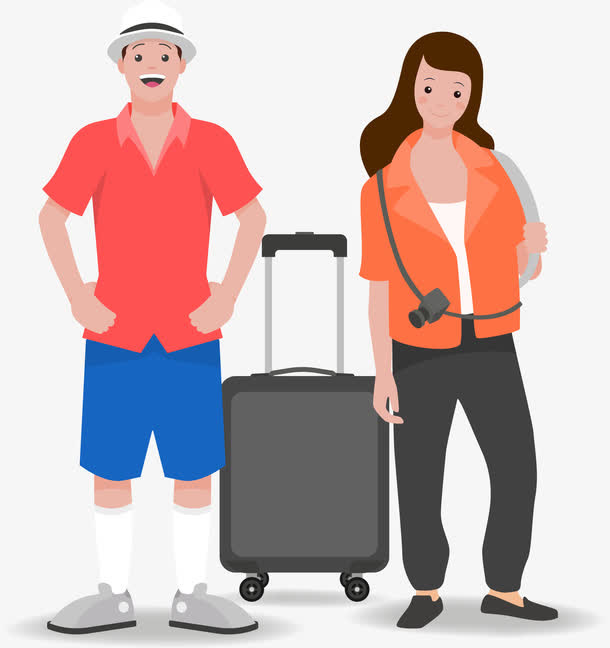 卡通春天出游人物插画设计免抠