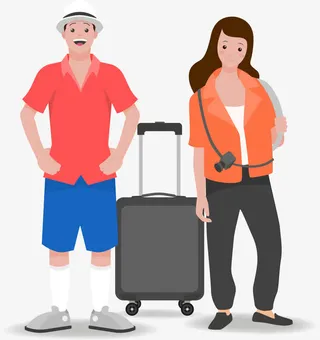 卡通春天出游人物插画设计免抠