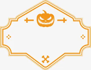 橘色多边形万圣节边框免抠
