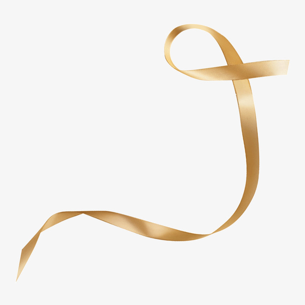 节日金色丝绸丝带免抠