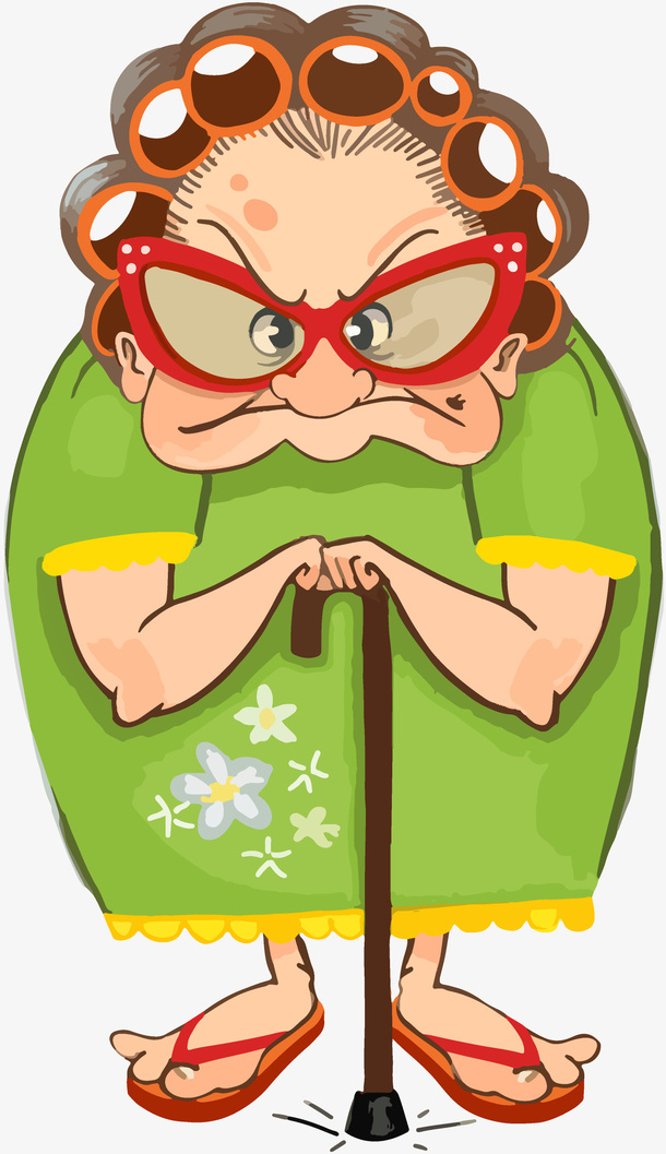 手绘带眼镜的老婆婆免抠免抠手绘/卡通卡通元素