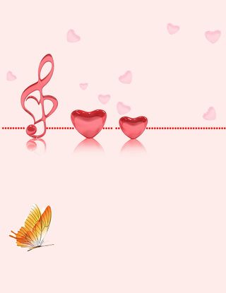 三八节粉色爱心乐符背景海报素材高清