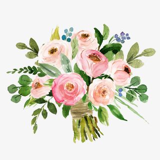 水彩手绘捧花·免抠动植物植物元素