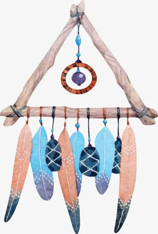 三角树枝羽毛挂饰免抠