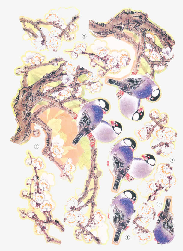 水彩国画免抠