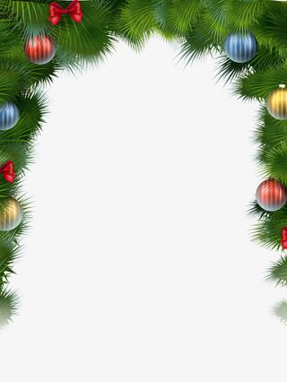 圣诞松枝边框雪地背景矢量素材