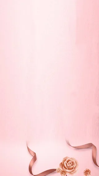 香槟色手绘玫瑰金色丝带H5背景高清