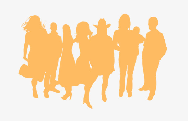 人物剪影装饰设计素材免抠