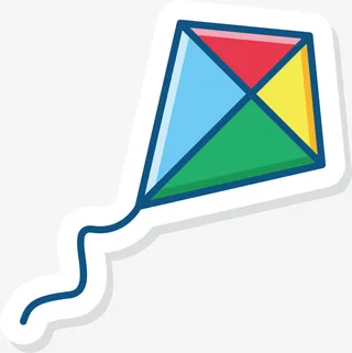 彩色卡通风筝贴纸免抠