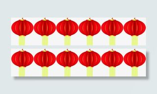 红色手绘元旦灯笼装饰免抠