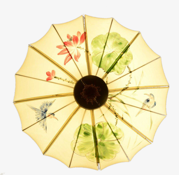 水墨荷花儿伞免抠