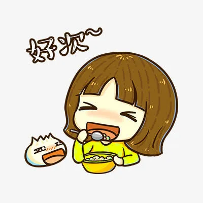 卡通女孩吃汤圆免抠PNG图片免抠