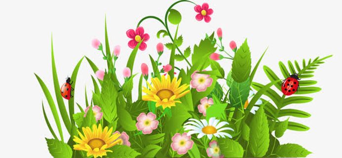 春天卡通花丛免抠