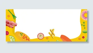 夏季美食节卡通扁平几何橙色背景高清