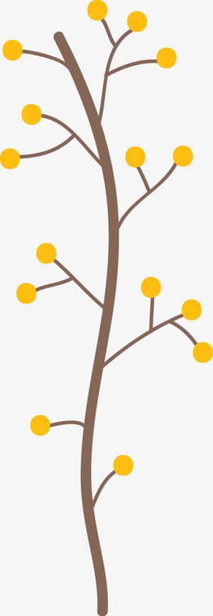 树枝上的黄色圆球免抠