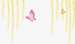 春天清新枝条柳条蝴蝶免抠漂浮叶子元素