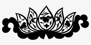黑白莲花座图案免抠