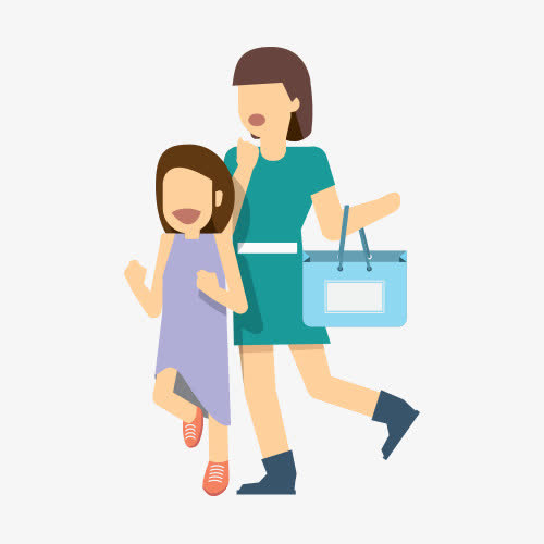 卡通母女去购物免抠