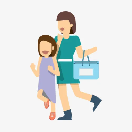 卡通母女去购物免抠