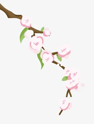 粉色桃花枝免抠