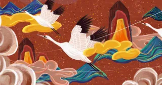 大气国潮高端背景仙鹤高清